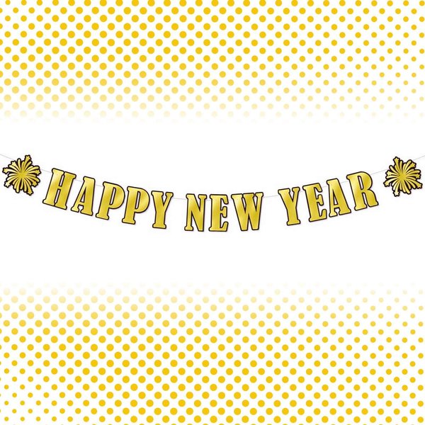 Glitter 2025 Happy New Year Banner, 14 Pcs Gold Happy New Year Letters Shiny Banner Sign for Celebrate New Year Party New Year Eve Ceremonies Holiday Party Decorations