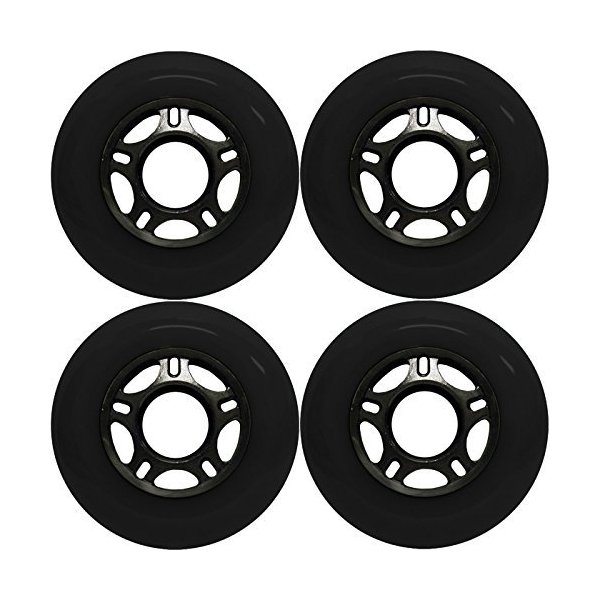 Player's Choice Outdoor Inline Skate Wheels 89a 4-Pack - Choose Size, Color, and Bearings (Black, 80mm 4-pk (No Bearings))