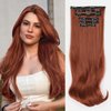 ALXNAN Clip in Hair Extension, 7PCS Hair Extension Thick Long Stright Layered Hair Extensions Copper 20 Inch Invisible Lace Weft Hair Extensions for Women