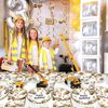 Mivofun Construction Party Supplies with Birthday Banner, 117PCS Excavator Paper Tableware Set Serves 16, Disposable Plates, Napkins, Cups, Cutlery Sets for Kids Boys Dump Truck Theme Party Decoration