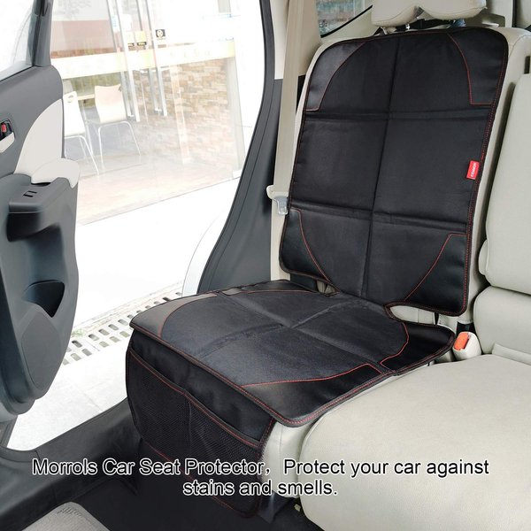 MORROLS Thickest Padding Car Seat Protector for Child, Baby, Pets - Waterproof Universal Size with Mesh Pockets (Black)