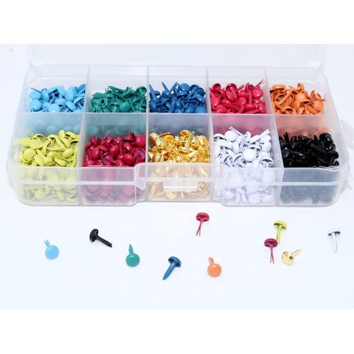 BESTCYC 1Box(500Pcs) 5mm Mini Brads 10Colors Metal Paper Fasteners Round Split Pins for Scrapbooking, Paper Crafts,Card Making and DIY Craft Projects