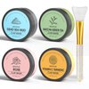 4 Pcs Clay Facial Mask Set - Turmeric, Vitamin C, Green Tea, Dead Sea Mud, and Rose Clay for Deep Cleansing, Moisturizing, and Refining Pores - 240g