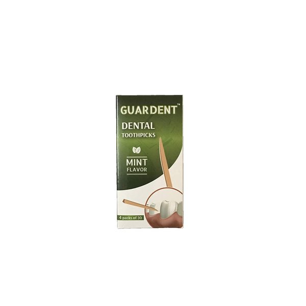 Guardent Interdental Toothpicks, Fresh Mint Flavor, Remove Food and Plaque, Easy-to-Carry, 4x30 Picks/Pack (120 Picks)