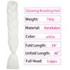 White Braiding Hair Kanekalon Braids Hair Extensions Glowing Braiding Hair 24inch 3Pcs Jumbo Braiding Hair Glow in the Dark Hair