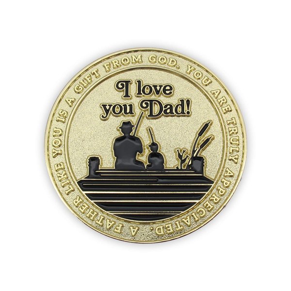 Father's Coin, I Love You Dad Token of Appreciation, Gold-Color Plated Challenge Coin, Proverbs 20:7, Man of God, Unique Gift Idea for Dads & Grandfathers, from Daughter, Sons or Wife