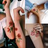 Tazimi 3D Flower Temporary Tattoos For Women Girls, 12 Sheets Waterproof Sunflowers Rose Leaf Floral Tattoos for Adult Women Face Body Art