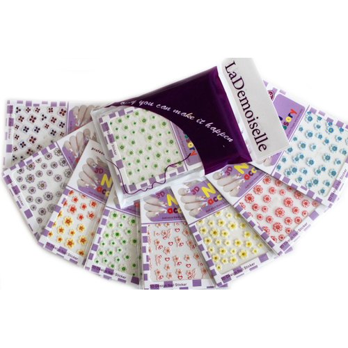 Pretty Flowers Nail Art 3D Stickers Decals, 8-Pack /I8/