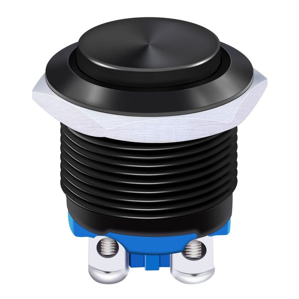 Twidec/16mm Waterproof Black Metal Shell Momentary Raised Top Push Button Switch 3A/12~250V SPST 1NO Start Button for car Modification Switch M-16-BK-G