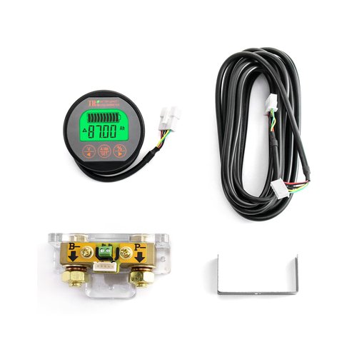 QWORK Battery Monitor Voltmeter Ammeter, Voltage Range 8V-80V and up to 500A, Voltage Current Meter with 13 ft Custom Cable