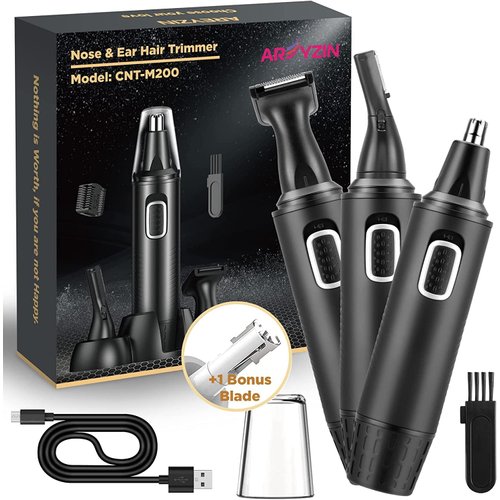 AREYZIN Nose Hair Trimmer 3-in-1 Versatile Rechargeable Ear and Nose Trimmer for Men&Women Painless Electric Shaver Grooming Kit for Ear Beard Facial Pubic Hair Wet Dry Use