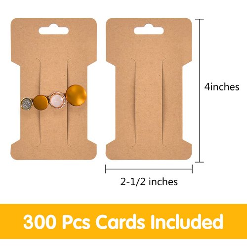 Mototo 300 PCS Hair Clip Bow Display Cards Hair Barrettes Jewelry Display Holder Rectangle Paper Cardboard for Hair Accessories Display and Organizing, 4 x 2-1/2 Inches (Brown)