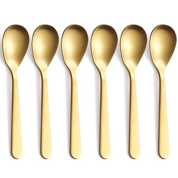 FULLYWARE Matte Gold Demitasse Espresso Spoons, Stainless Steel Satin Finish Coffee Spoons, Mini Teaspoons, Sugar Spoons, 4.7-inch, Set of 6