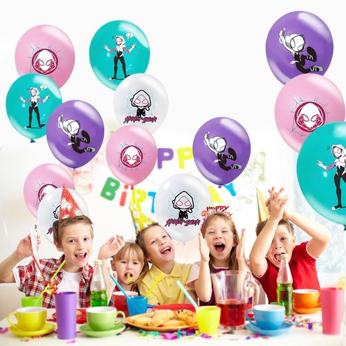 32pcs Spider Girl Latex Balloons，Female Spidey Theme Party Supplies, Female Spider girl Birthday Party Decoration for Girls