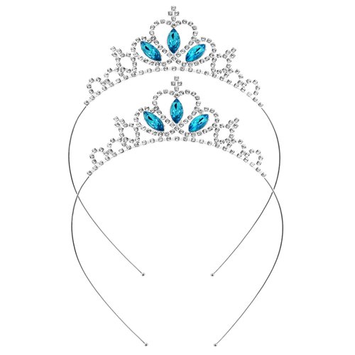 Molain 2 Pcs Princess Crown Tiara, Girls Headband Hair Hoop Tiara Rhinestone Crystal Pearl Tiara, Tiara Head Crown for Women Girls Wedding Prom Party (Style B) (Style B)