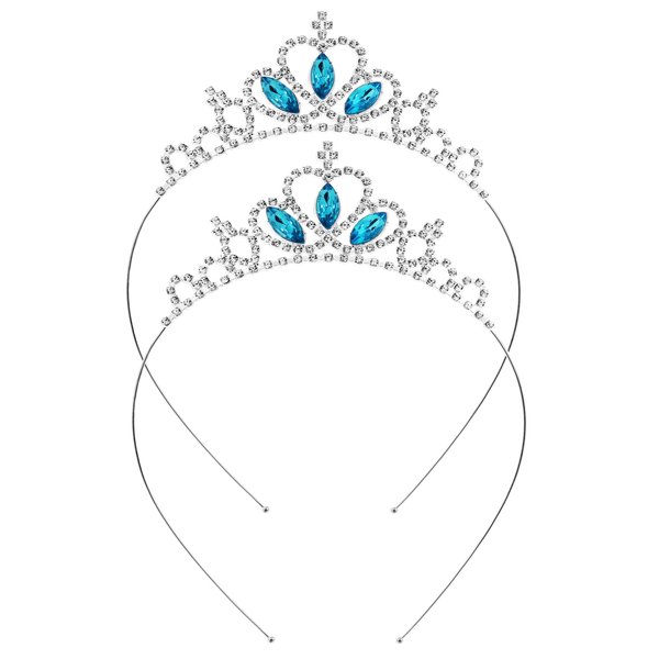 Molain 2 Pcs Princess Crown Tiara, Girls Headband Hair Hoop Tiara Rhinestone Crystal Pearl Tiara, Tiara Head Crown for Women Girls Wedding Prom Party (Style B) (Style B)