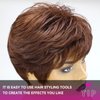 HAIRCUBE Dark Brown Pixie Cut Wigs for Women Pixie Cut Human Hair Wigs Short Remy Hair Dark Brown Color Short Black Layered Wavy Wigs (pixie cut wig, dark brown)