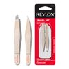 Revlon Designer Series Mini Tweezer Set, Hair Removal Tool Kit with Mini Slant-tip and Point Tip Tweezers, Portable and Easy to Use Made with Long Lasting Stainless Steel, 1 Count