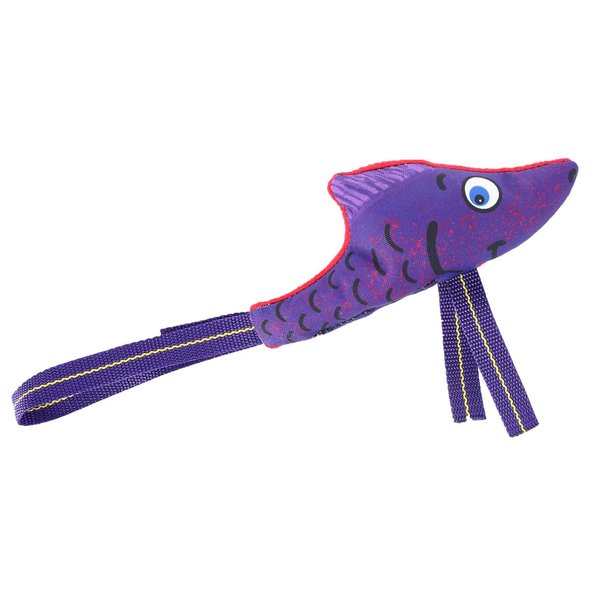 American Dog: Hybrid Collection Flyin' Fish Squeaking Dog Toy Tough Plush Toy for Medium Chewers Made in the USA - Purple & Red