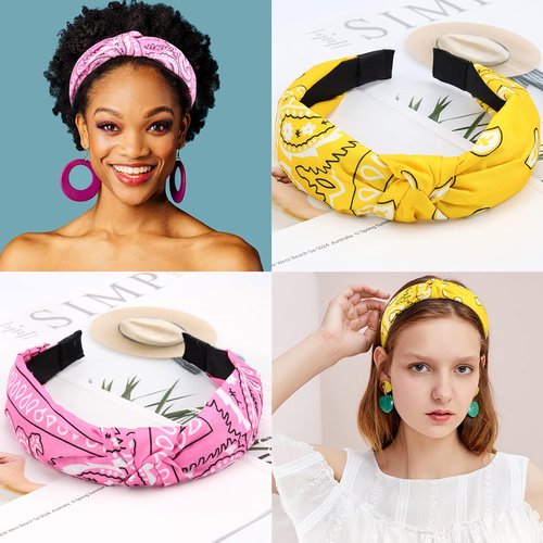 TOBATOBA Bandana Headband for Women 10 Pack Knotted Headbands for Women Hair Bandanas for Women Paisley Head Bands No Slip Fashion for Women Vintage Boho Headbands Wide Turban Headbands Womens Ladies