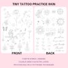 White Tiny Tattoo Practice Skin Double Sided Silicone Tattoo Training Pads Feature over 50 Different Stencil Designs for Tattoo Practice (5pcs)