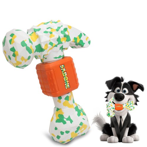 Generic Dog Chew Toy, Biodegradable Two Kinds of Chewing Intensity Camouflage Color Dog Toy for Aggressive Chewers, Indestructible, white、orange、yellow、green, All size breed