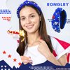 Ronglry 4th of July Headband for Women Patriotic American Flag Headband Red White and Blue Headband Crystal Heart USA Knotted Wide Headbands Independence Day 4th of July Accessories Gifts-Blue