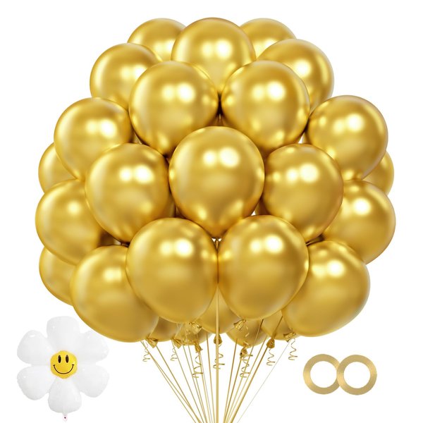 Metallic Gold Balloons,100 pcs 12 Inch Metallic Gold Balloons,Metallic Gold Balloons for Party Decoration,Birthday Decoration,Wedding,Baby Shower,Holiday Decoration（Metallic Gold Balloons）