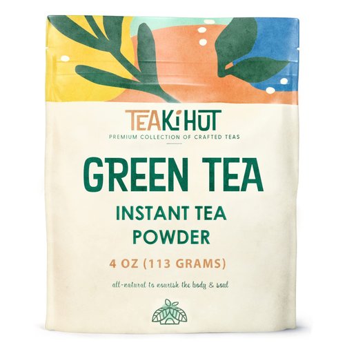 TEAki Hut Instant Green Tea Powder, Refreshing Unsweetened Drink Powder, Premium Green Tea Instant Powder for Beverages, Smoothies or Baked Goods, Green Tea Detox, Great Hot or Cold - 4 oz