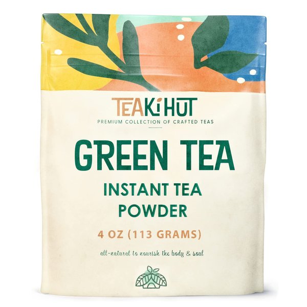 TEAki Hut Instant Green Tea Powder, Refreshing Unsweetened Drink Powder, Premium Green Tea Instant Powder for Beverages, Smoothies or Baked Goods, Green Tea Detox, Great Hot or Cold - 4 oz