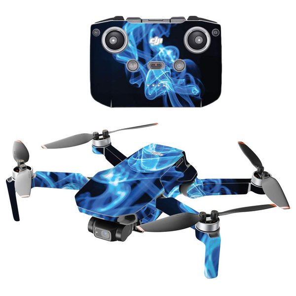 MightySkins Compatible with DJI Mini 2 Portable Drone - Blue Flames | Protective, Durable, and Unique Vinyl Decal wrap Cover | Easy to Apply, Remove, and Change Styles | Made in The USA