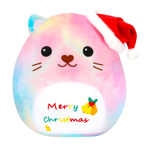 Cuteoy Merry Christmas Cat Plush Pillow Cute Plush Toy Soft Stuffed Animal Plushies for Girls Boys Birthday