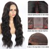 Fabunity Synthetic Lace Front Body Wave Middle Part Wig 28 Inch Lace Front Wigs Dark Brown Long Colored Wigs for Women (Dark Brown)