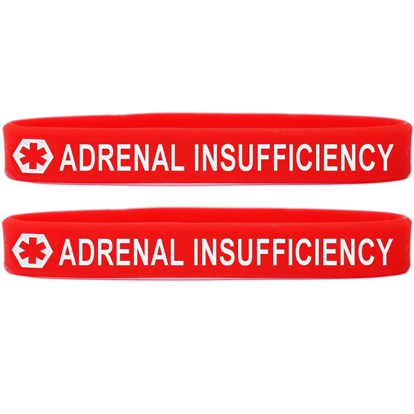 SayitBands 2 Pack of Adrenal Insufficiency Medical Alert Wristband Bracelets in Red