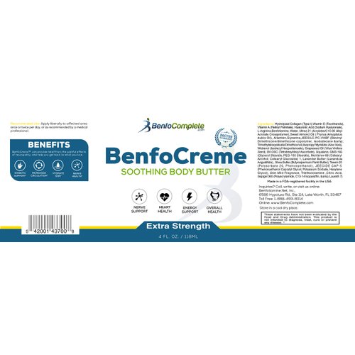 Benfotiamine Inc., Benfocreme, Body Butter, 4 fl oz (118 ml)