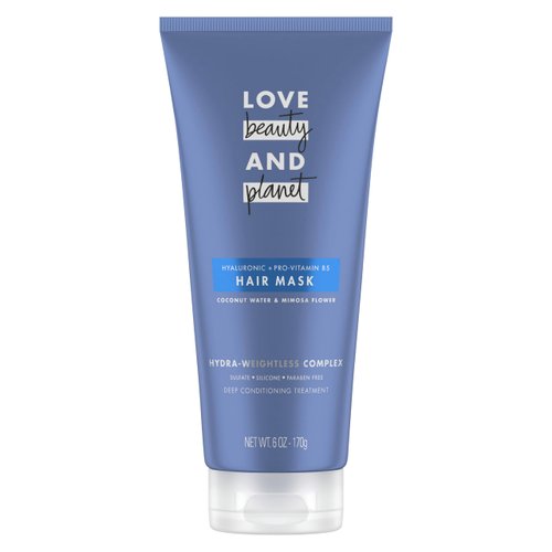 Love Beauty and Planet Hair Mask Deep Conditioning Treatment Coconut Water & Mimosa Flower for dry hair Sulfate-free, Silicone-free, & Paraben-Free 6 oz
