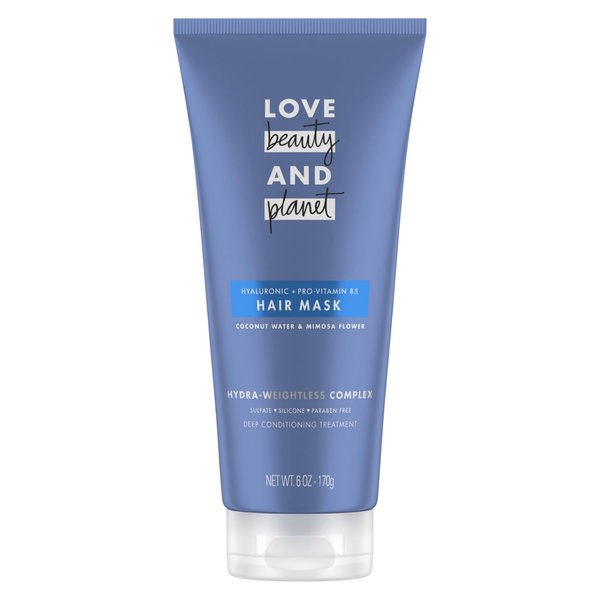 Love Beauty and Planet Hair Mask Deep Conditioning Treatment Coconut Water & Mimosa Flower for dry hair Sulfate-free, Silicone-free, & Paraben-Free 6 oz