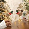 Reindeer Antlers Headband Christmas Hairbands With Gold Glitter Mushroom Bell Designs Christmas Antler Hair Bands Christmas Cute Deer Ear Hair Hoop for Women Girls Party Supplies Hair Accessories