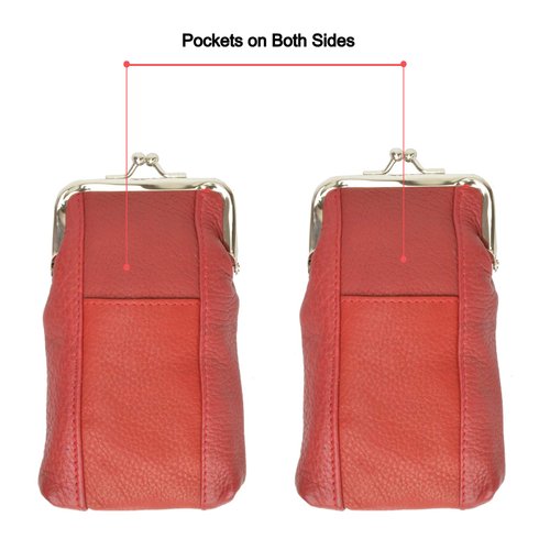 Leather Cigarette Case Pack Holder Regular or 100's Lighter Pocket (Red)