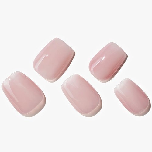 GLAMERMAID Press on Nails Short Square, Spring Summer Handmade Dried Rose Jelly Gel Nails Polish Glue on Nails, 24Pcs Reusable UV Finish Fake Nails Acrylic False Nails Manicure Kits for Women Gift