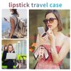 muchly 2Pcs lipstick case with mirror for purse,Lipstick Holder For Purse With Keychain,Girls Travel Leather Lipgloss Makeup Case for Lipstick Lip Gloss Cosmetics (Pink and Khaki)