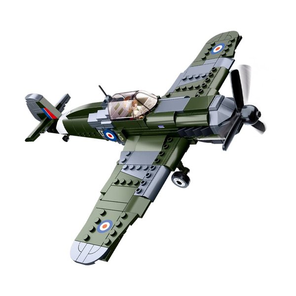 DAHONPA Spitfire Jet Military Army Fighter Building Bricks Set with 1 Figure, 290 Pieces Air-Force Build Blocks Toy, Gift for Kid and Adult