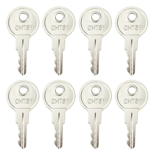 CH751 Key Universal Keys Replacement for RV Compartments Campers Storage Cabinets Door Lock T-Handles Tool Boxes Pickup Shells (Pack of 8)