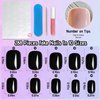 LoveOurHome 240PC Square Press on Nails Short Fake Nail, Short Press on Nails Square Black Glue on Nails Full Cover Artificial Fingernail Girls Kids XS Acrylic Nail Press Nail with Adhesive Tabs
