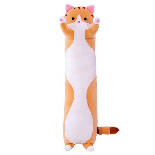 VSFNDB Stuffed Long Cat Animal Plush Toy 28 Inch Cotton Kitten Animal Stuffed Plushies Soft Cute Cuddly Pillow Cushion Stuff Dolls Room Decoration Birthday Gifts for Kids Children Boys Girls, 28Inches