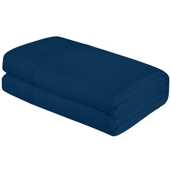 Royale Linens Queen Size Flat Sheet Only - Brushed 1800 Microfiber - Ultra Soft & Breathable - Wrinkle & Stain Resistant - Hotel Quality Flat Sheet Sold Separately - Top Sheet for Bed - (Queen, Navy)