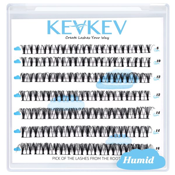 Lash Clusters 70 Pcs Cluster Lashes Eyelash Clusters DIY Cluster Eyelash Extensions Individual Lashes Thin Band & Soft(Humid,D-8-16mix)