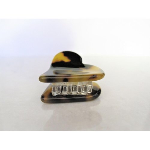 Generic Small mini brown marbled tortoise heart shaped hair claw clip