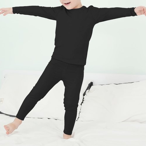 Zando Kids Thermal Underwear Sets Girls Soft Base Layer Fleece Long Underwear Toddler Thermal Set Boys Underwear Long Johns Ultra Cold Weather Gear Toddler Underwear Black Medium (90) /2T