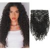 Caliee 14Inch Natural Black Jerry Curly Clip in Hair Extensions Human Hair for Black Women Thick End 3B 3C Curly Clip Ins 1B Real Remy Hair Extensions 120Gram 7Pcs with 17Clips